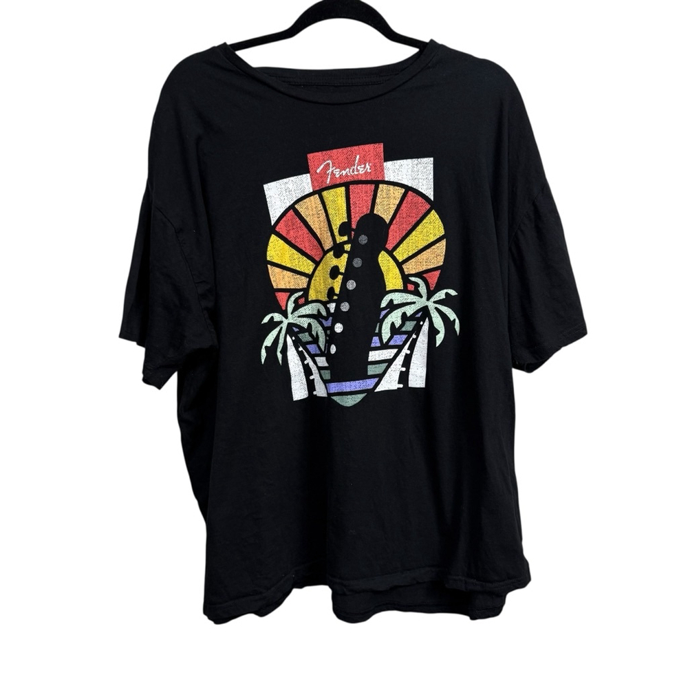 Fender Guitar Sunset Graphic T-Shirt Black Cotton XX Large